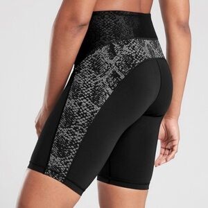 Athleta Black and Gray High-Waisted Bike Shorts